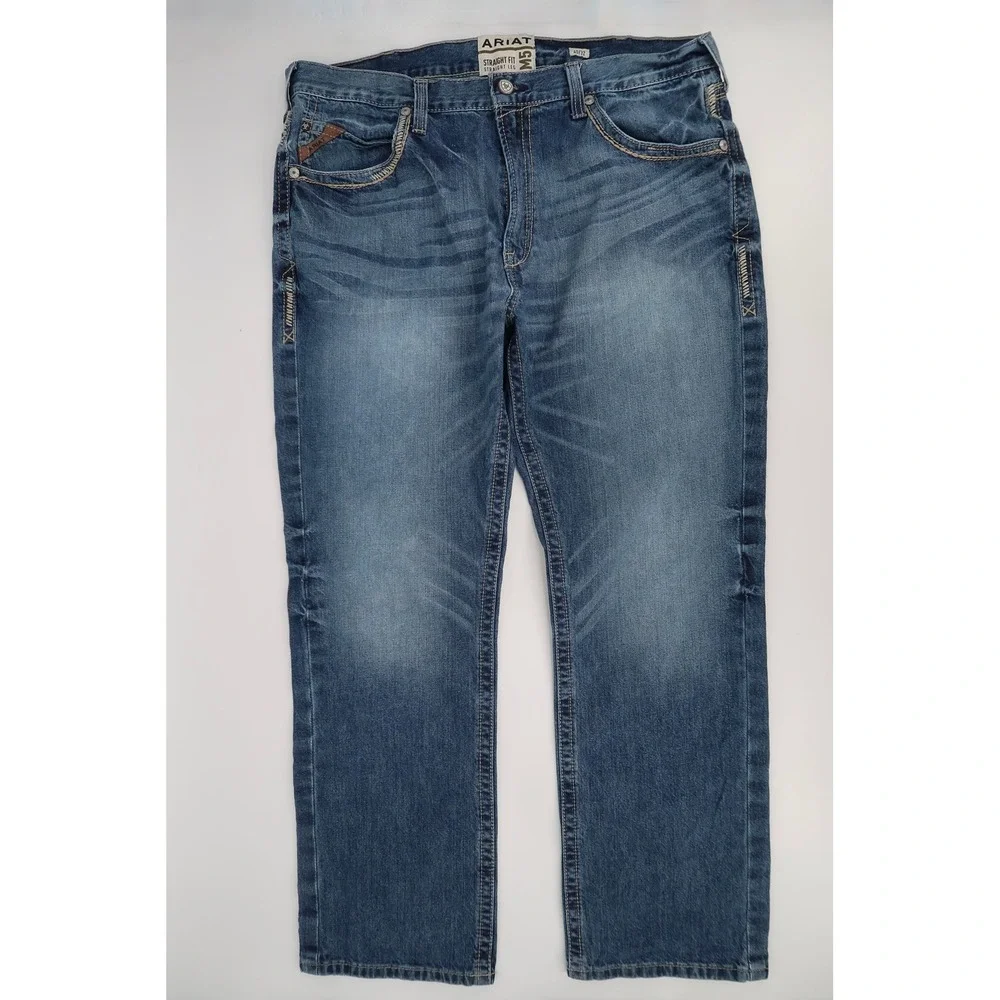 Ariat M5 Ridgeline Jeans Mens 40x32 Gambler Straight Leg Medium Wash - Picture 2 of 16